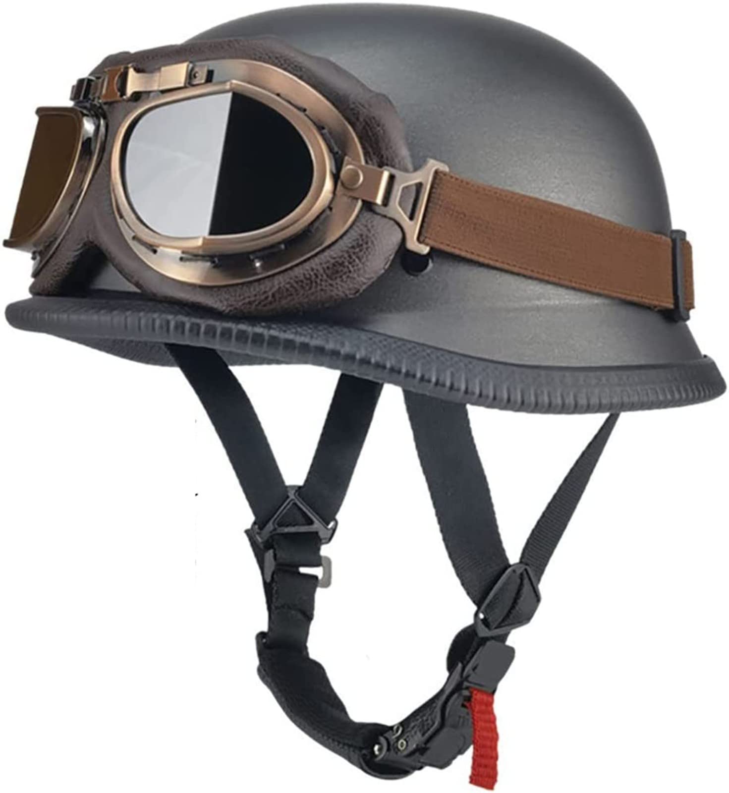 Retro Motorrad Halbhelme Motorradhelm für Herren und Damen ECE-Zertifizierung Jethelm Halbschalenhelm Braincap Offenem Helm für Bike Cruiser Chopper Moped Scooter B,L von YMCXZDP