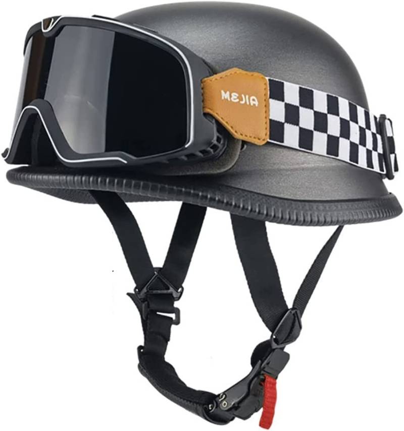 Retro Motorrad Halbhelme Motorradhelm für Herren und Damen ECE-Zertifizierung Jethelm Halbschalenhelm Braincap Offenem Helm für Bike Cruiser Chopper Moped Scooter C,XXL von YMCXZDP