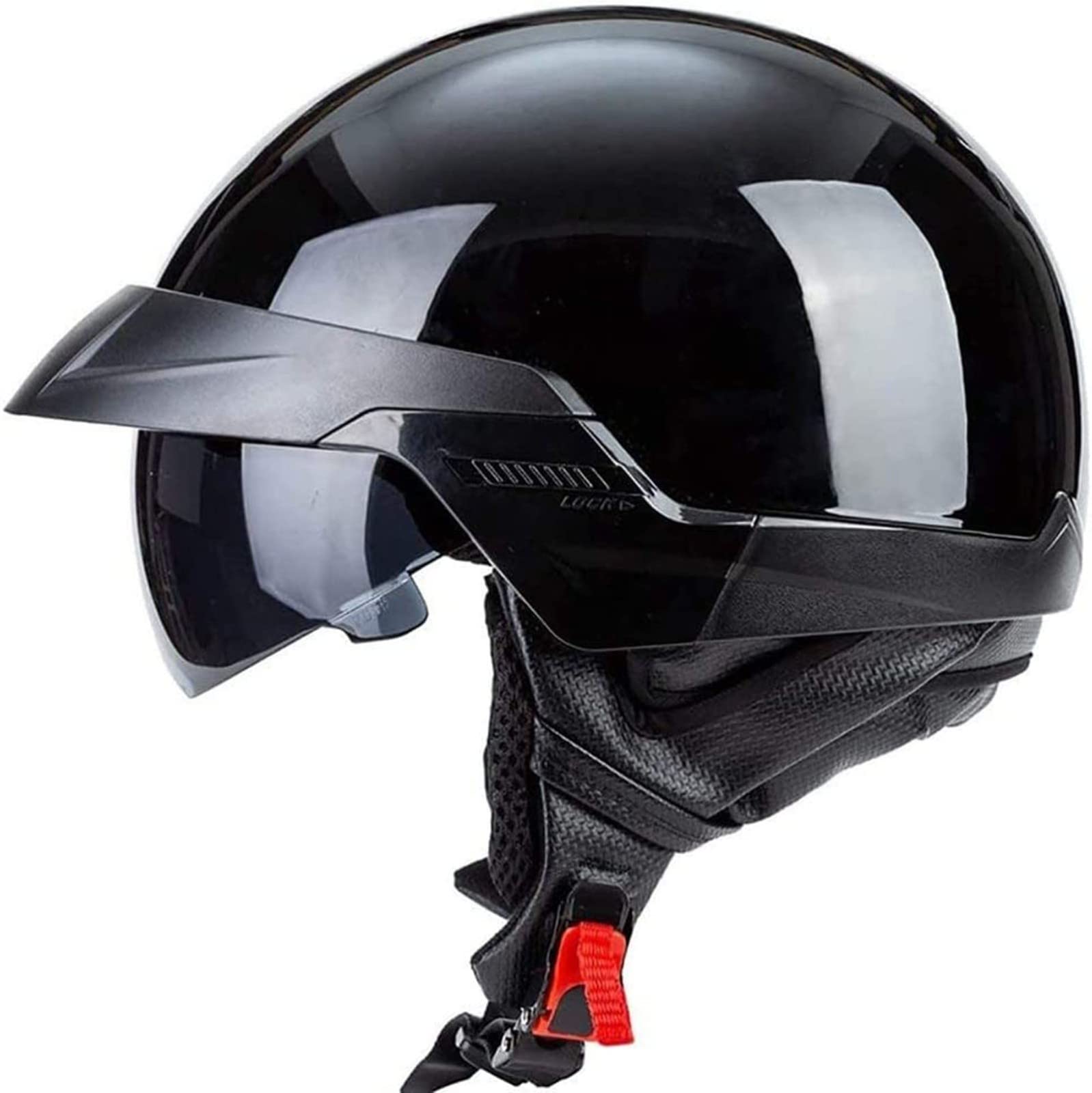 Retro Motorrad Halbschalenhelm Jethelm Für Männer Und Frauen Mit Herunterklappbarer Sonnenblende Cruiser Chopper Moped Scooter ATV DOT/ECE-Geprüft B,L von YMCXZDP