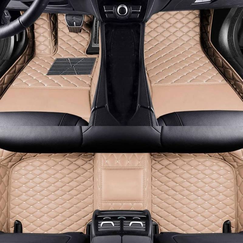 Auto Fußmatten für FIAT 500 2011-2023,Bodenmatte Teppich Allwetterschutz Liners Matten wasserdichte Anti-Rutsch Staubdicht Verschleißfeste Zubehör,A-Beige von YMQYTHWY