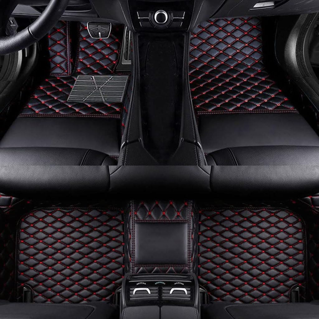 Auto Fußmatten für FIAT Freemont(7seats) 2012-2023,Bodenmatte Teppich Allwetterschutz Liners Matten wasserdichte Anti-Rutsch Staubdicht Verschleißfeste Zubehör,A-Black red von YMQYTHWY