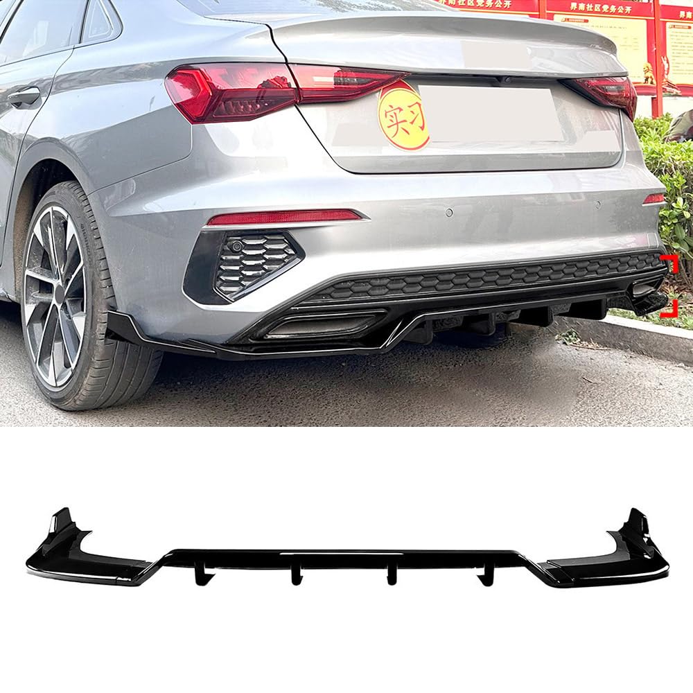 Auto Heckstoßstangen Lippe Diffusor Spoiler Splitter für Audi A3 8Y Sline Limousine 2021 2022 2023 2024 Karosserie Styling Exterieur Zubehör,Glossy Black von YMXFKY