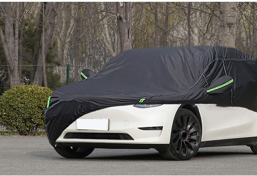 Vollgarage Autoabdeckung für Tesla Modle Y 2019 2020 2021 2022 2023 2024, Schnee/Kratzfest/Uv-Schutz Oxford Autoplanen Garagen, Hagelschutzplane von YMYQF