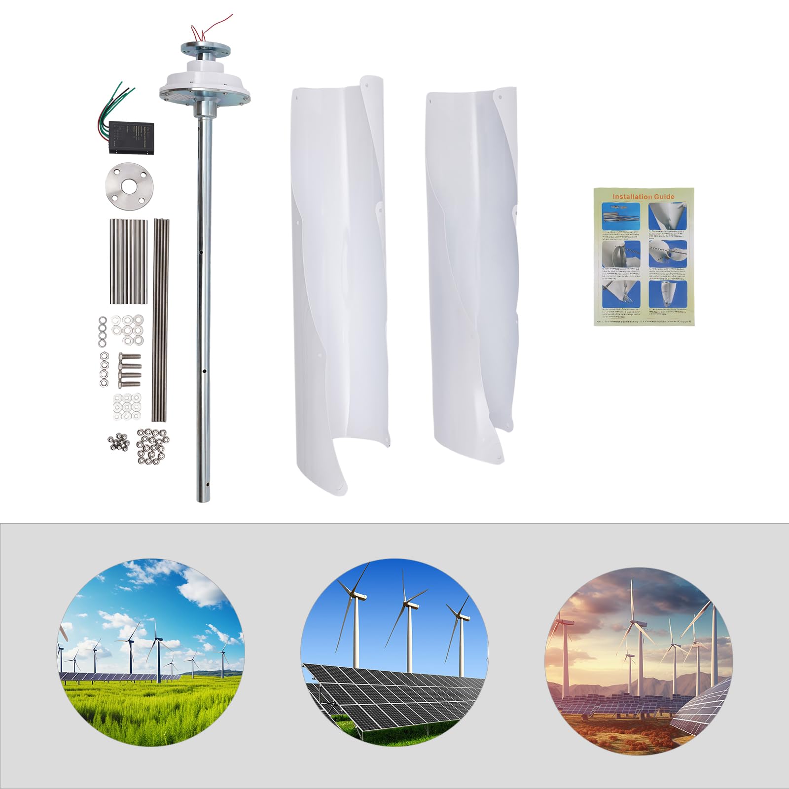 12V Windkraftanlagen 400W Windgenerator Vertikal Wind Turbine Windrad IP65 von YNAADYH