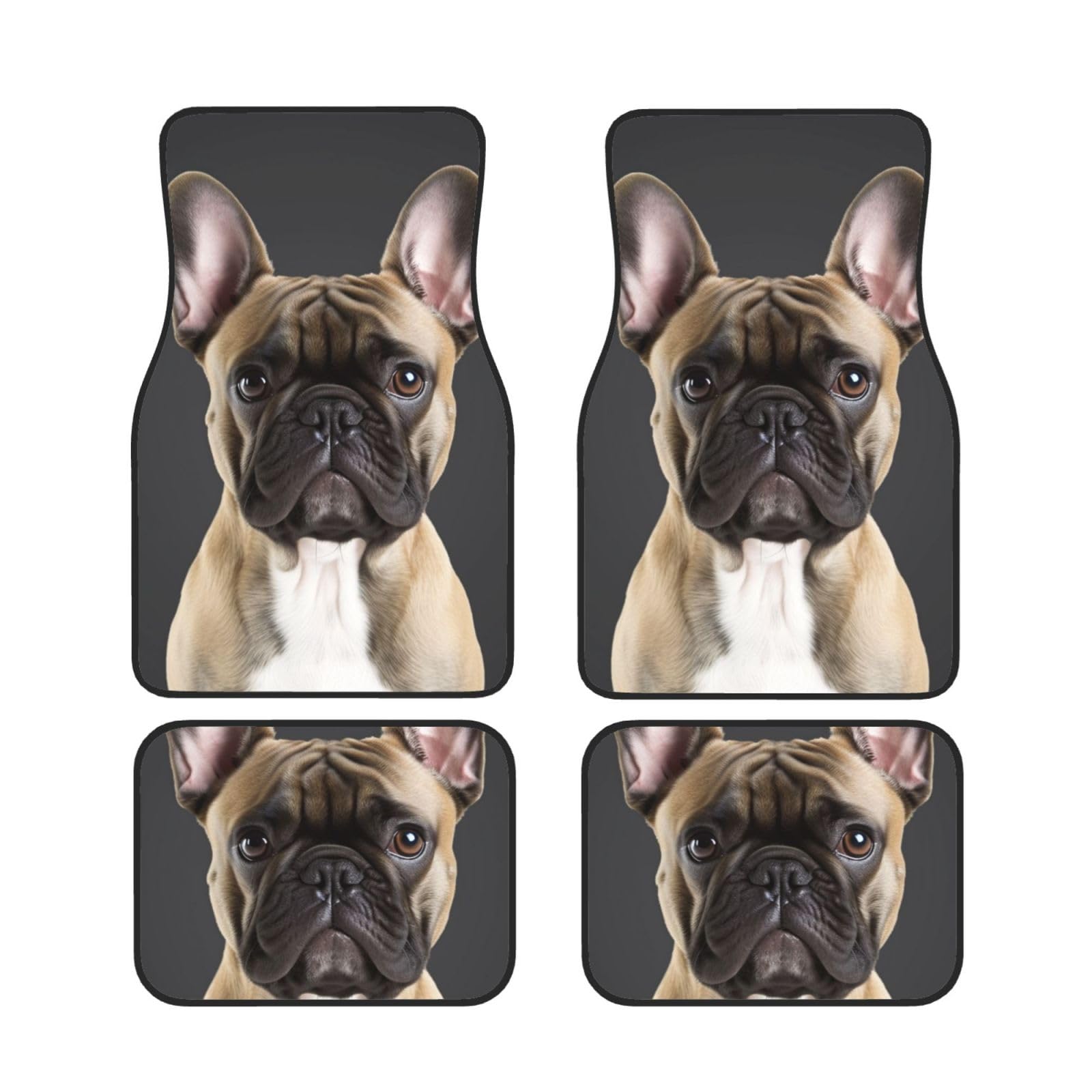 YNCATXZ Französische Bulldogge Druck Auto Fußmatten Set von 4 Stück Universal Auto Vorne Hinten Boden Fußmatten Allwetterschutz Auto Boden Teppiche Full Set Auto Fußpolster von YNCATXZ