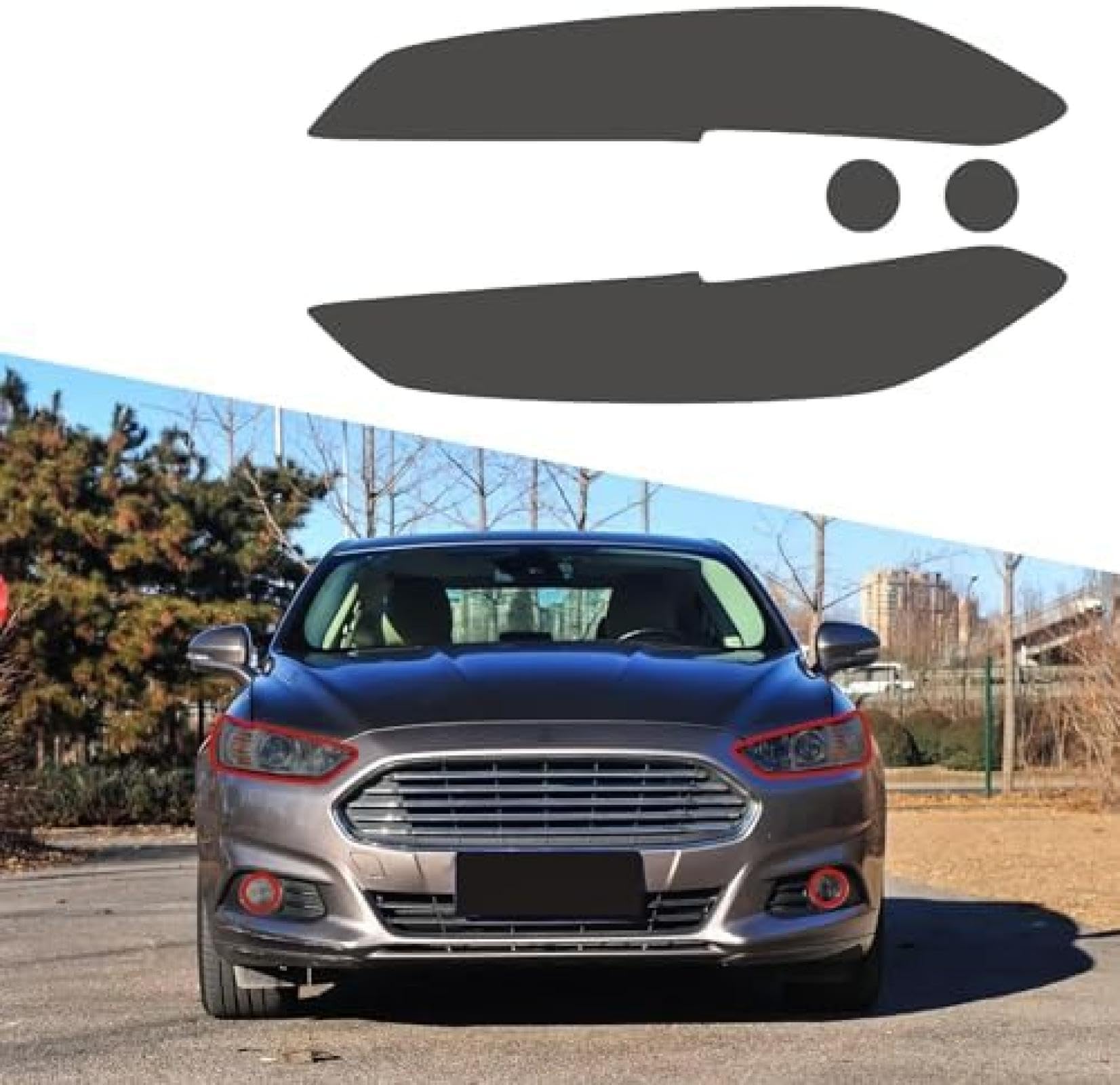 Kompatibel mit vorgeschnittener Vinyl-Tönungsfolie für Scheinwerfer in dunklem Rauchgrau, für Ford Fusion 2013–2016, Außenzubehör von YNKING