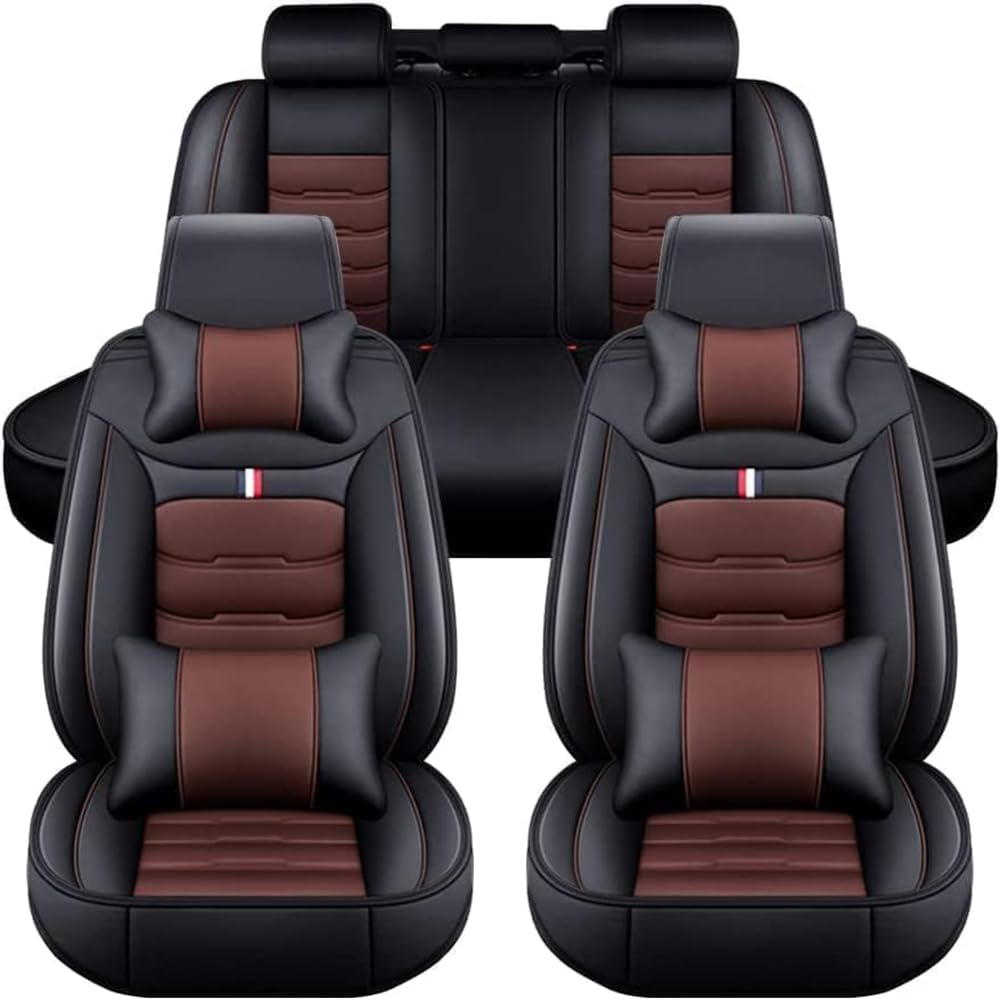 YNNBJX Auto Sitzbezüge Sets Für Aveo T300 2. Generation 2011-2023, 5-Sitze Leder PU Komfortabler wasserdichte Verschleißfest Sitzschoner Innenraum,A/Black Coffee-Luxurious von YNNBJX