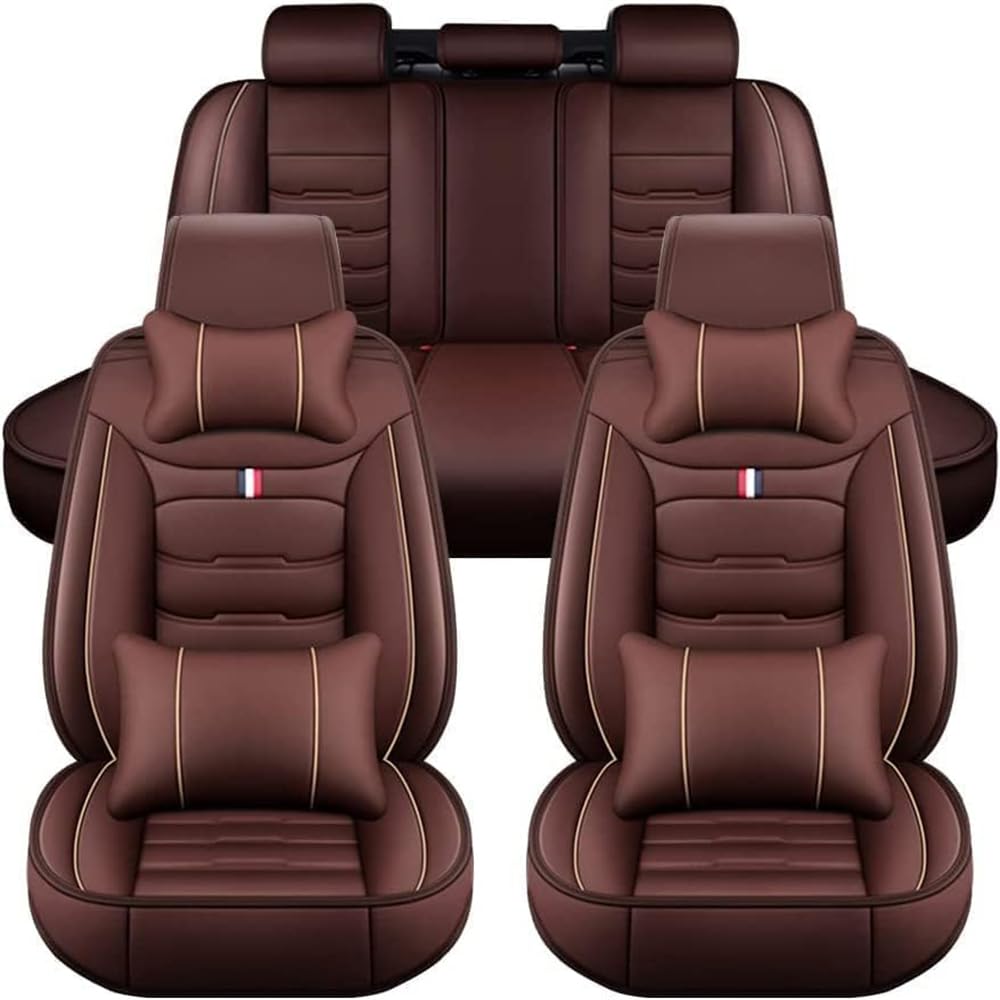 YNNBJX Auto Sitzbezüge Sets Für Aveo T300 2. Generation 2011-2023, 5-Sitze Leder PU Komfortabler wasserdichte Verschleißfest Sitzschoner Innenraum,Brown-Luxurious von YNNBJX