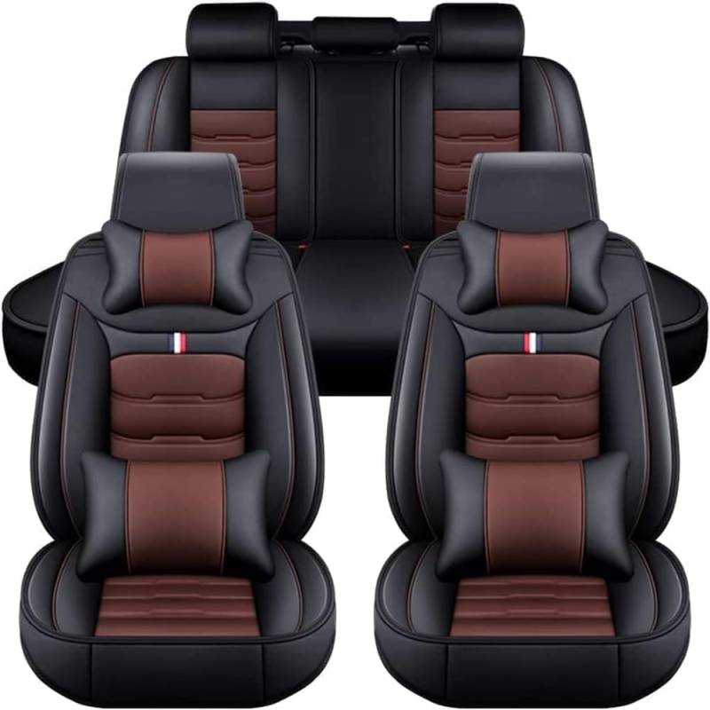 YNNBJX Auto Sitzbezüge Sets Für Jeep Grand Cherokee 2005-2010, 5-Sitze Leder PU Komfortabler wasserdichte Verschleißfest Sitzschoner Innenraum,A/Black Coffee-Luxurious von YNNBJX