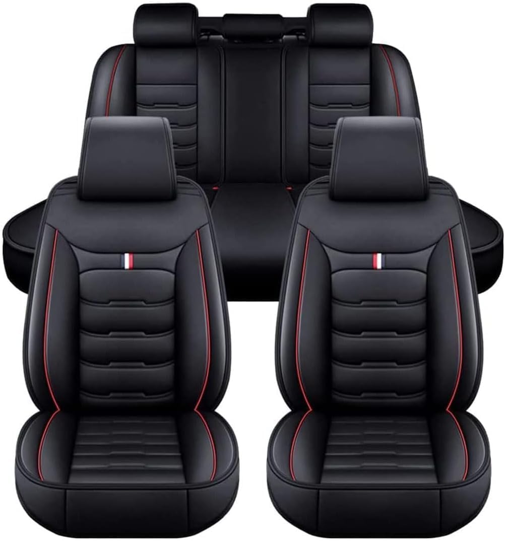 YNNBJX Auto Sitzbezüge Sets Für Porsche Cayenne 2006-2010, 5-Sitze Leder PU Komfortabler wasserdichte Verschleißfest Sitzschoner Innenraum,A/Black red-Standard von YNNBJX