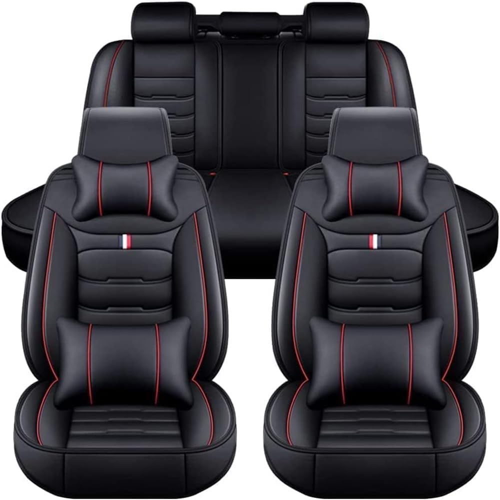 YNNBJX Auto Sitzbezüge Sets Für Suzuki Ignis (MF) 2.Gen 2016-2023, 5-Sitze Leder PU Komfortabler wasserdichte Verschleißfest Sitzschoner Innenraum,A/Black red-Luxurious von YNNBJX