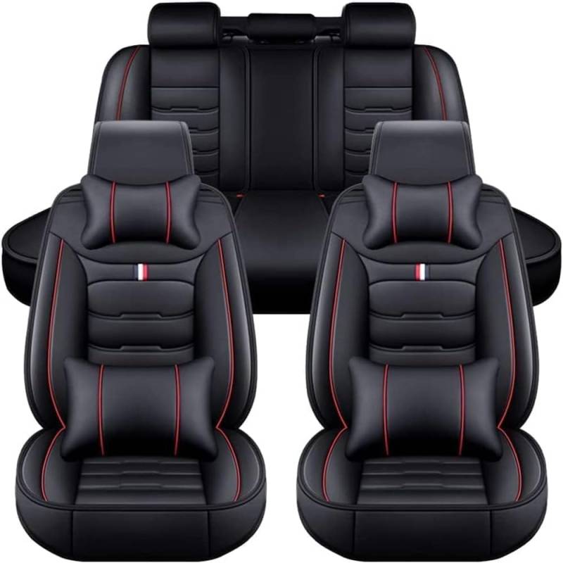 YNNBJX Auto Sitzbezüge Sets Für Suzuki Ignis (MF) 2.Gen 2016-2023, 5-Sitze Leder PU Komfortabler wasserdichte Verschleißfest Sitzschoner Innenraum,A/Black red-Luxurious von YNNBJX