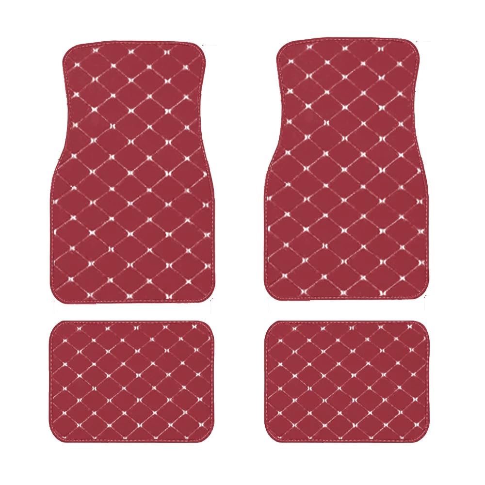 4 Stück Auto Leder Fußmatten Wasserdicht rutschfest, für FIAT Bravo 2008-2012 Schutz Zubehör,E-Wine Red von YNQP