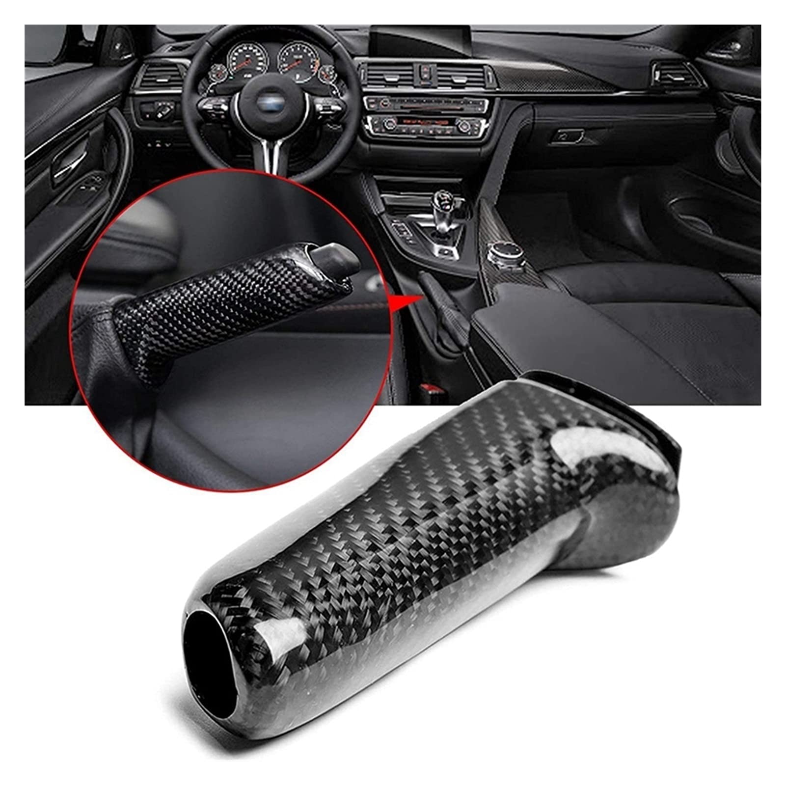 Auto Handbremse Abdeckung,Silikagel Handbremse Abd Fit Verwendung für Auto Real Carbon Faser Handbremsabdeckung Griff Griffhebel Bremsgriff Abdeckung fit verwendung für BMW1 3 4 Serie GT E90 E92 F30 von YNZUNMY