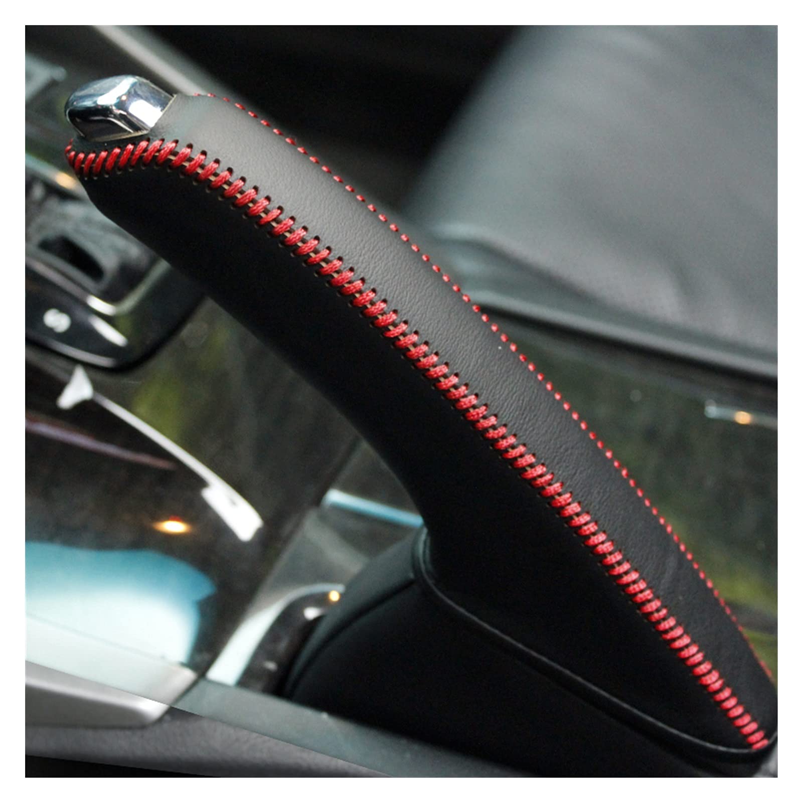 Auto Handbremse Abdeckung,Silikagel Handbremse Abd Handbremsabdeckung Echtes Leder DIY Auto Styling Auto Supplies Innendekoration(Black Lines) von YNZUNMY