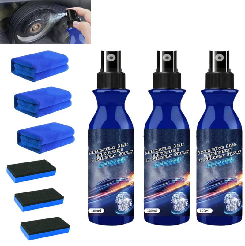 Automotive Belt Lubrication & Silencer Spray, Belt Dressing Spray Automotive,100ml Automobile Engine Belt Conditioner, Car Belt Noise Spray, Car Belt Squeak Spray, Car Engine Maintenance Spray (3pcs) von YODAOLI