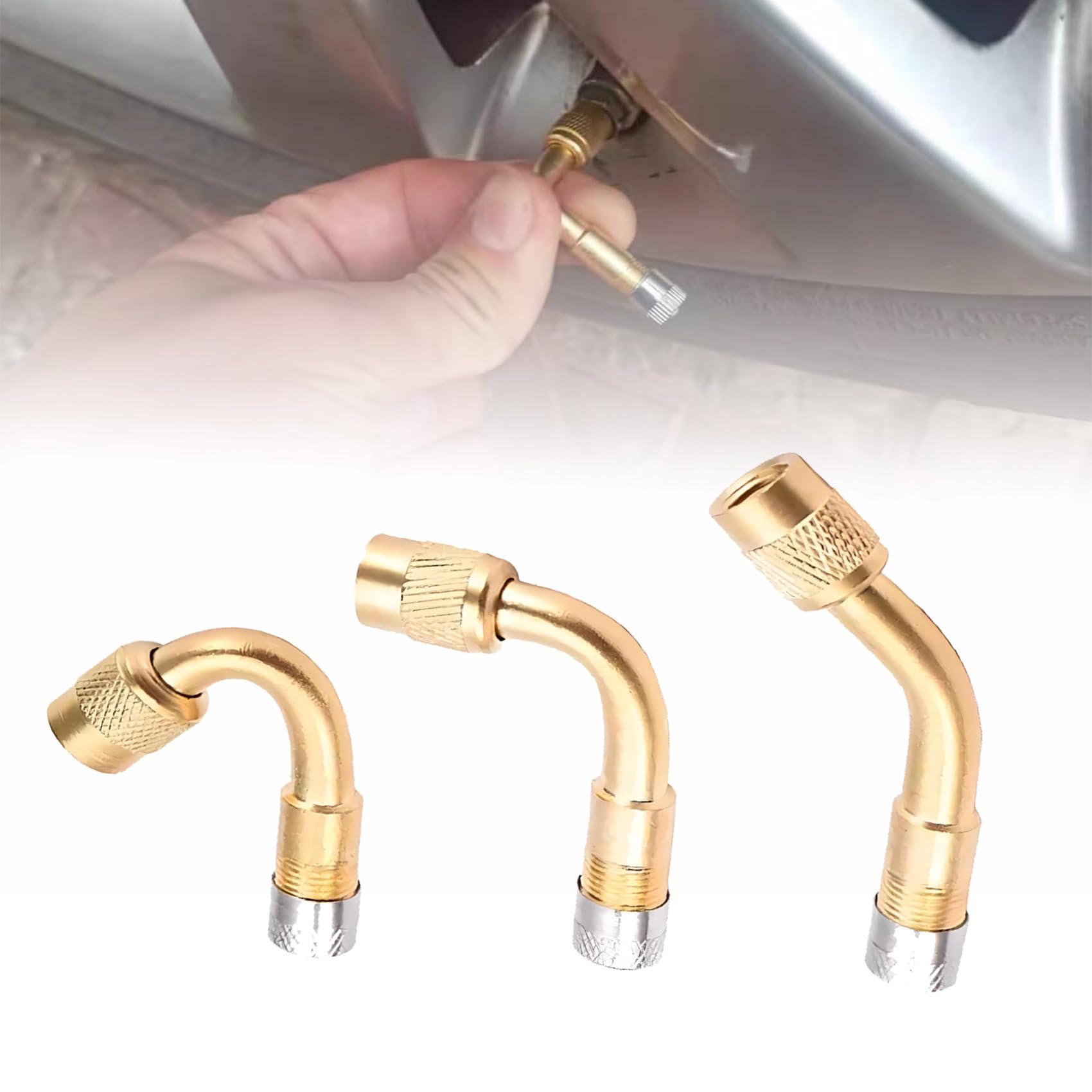 Multi-Function Pure Brass Inflatable Nozzle Extension, Tire Valve Extension, Inflatable Nozzle Extension, Valve Stem Extenders 45 Degree 90 Degree 135 Degree Universal Tire Valve Extender (#A) von YODAOLI