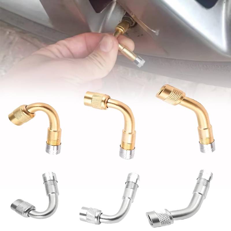 Multi-Function Pure Brass Inflatable Nozzle Extension, Tire Valve Extension, Inflatable Nozzle Extension, Valve Stem Extenders 45 Degree 90 Degree 135 Degree Universal Tire Valve Extender (#C) von YODAOLI