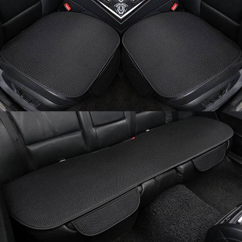 Non-slip Car Seat Pad for Summer Breathable and Refreshing, New Universal Bottom Seat Covers for Cars of Front Seats, Breathable & Anti-Slip Cotton Car Seat Covers with Pocket (Black,Full Backseats) von YODAOLI