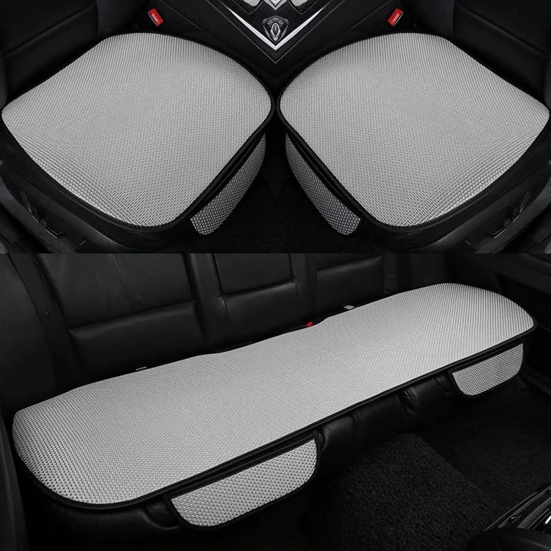 Non-slip Car Seat Pad for Summer Breathable and Refreshing, New Universal Bottom Seat Covers for Cars of Front Seats, Breathable & Anti-Slip Cotton Car Seat Covers with Pocket (Gray,Full Backseats) von YODAOLI