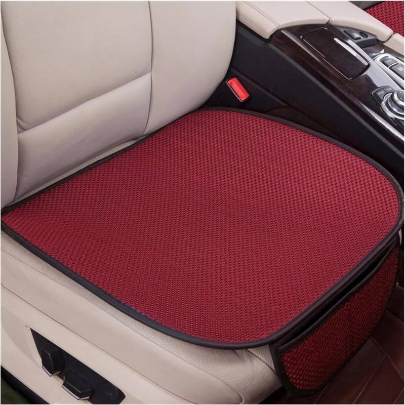 Non-slip Car Seat Pad for Summer Breathable and Refreshing, New Universal Bottom Seat Covers for Cars of Front Seats, Breathable & Anti-Slip Cotton Car Seat Covers with Pocket (Red,1 Front Seat) von YODAOLI