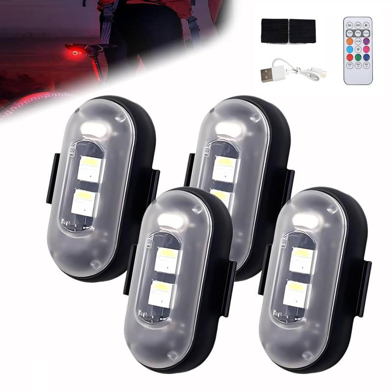 Summer LED Lights for Car, Remote Control Strobe Light, Wireless Led Lights for Car, Car Led Lights Interior Wireless, Drone Strobe Light, Led Anti-Collision Lights (4PCS) von YODAOLI