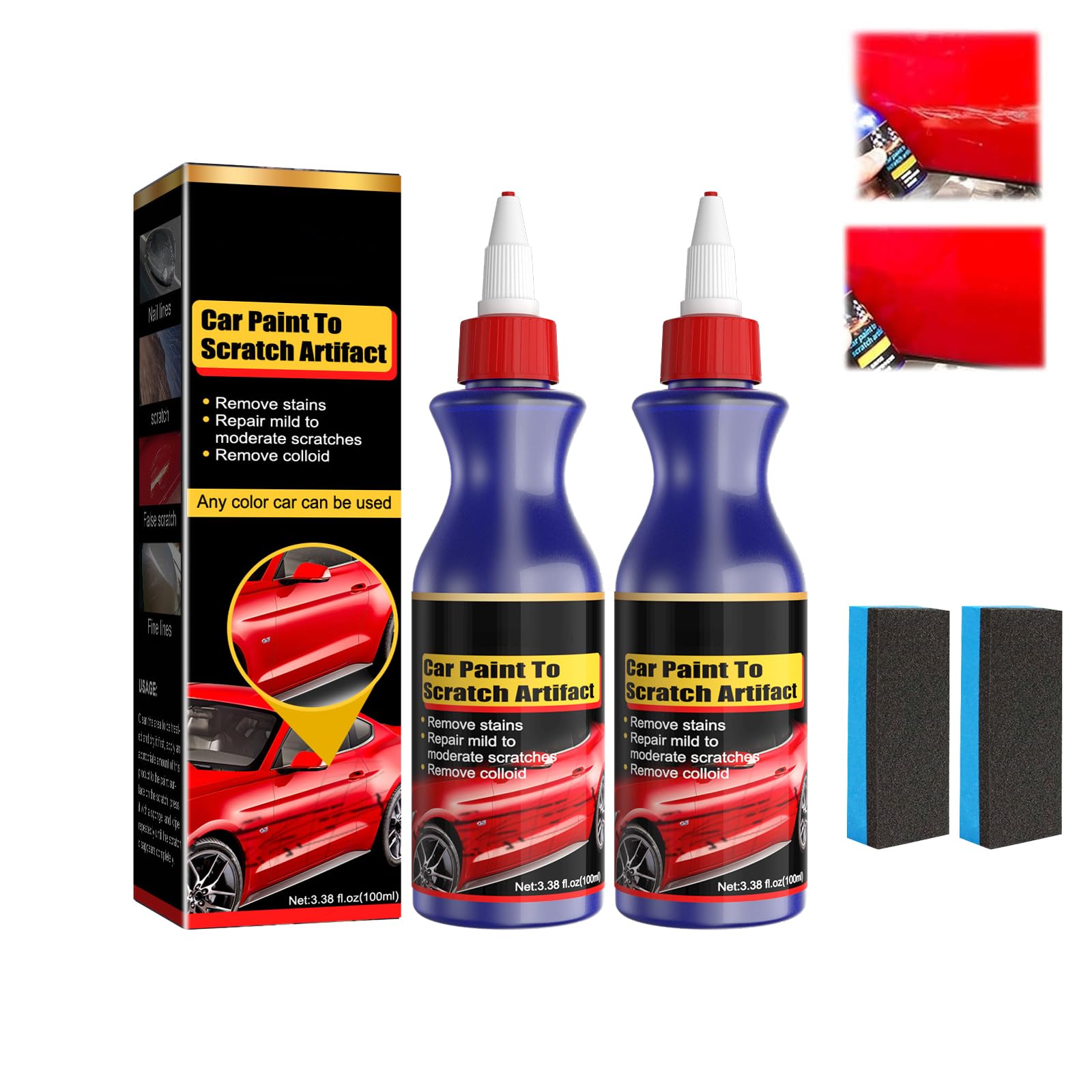 Dodorado Auto-Kratzer-Entferner, Autolack-Kratzer-Entferner, Kratzer- und Wirbel-Entferner, Schleifpaste für Autokratzer, Autokratzer-Reparaturpaste, Autolack zum Zerkratzen von Artefakten (2pcs) von YOENBG