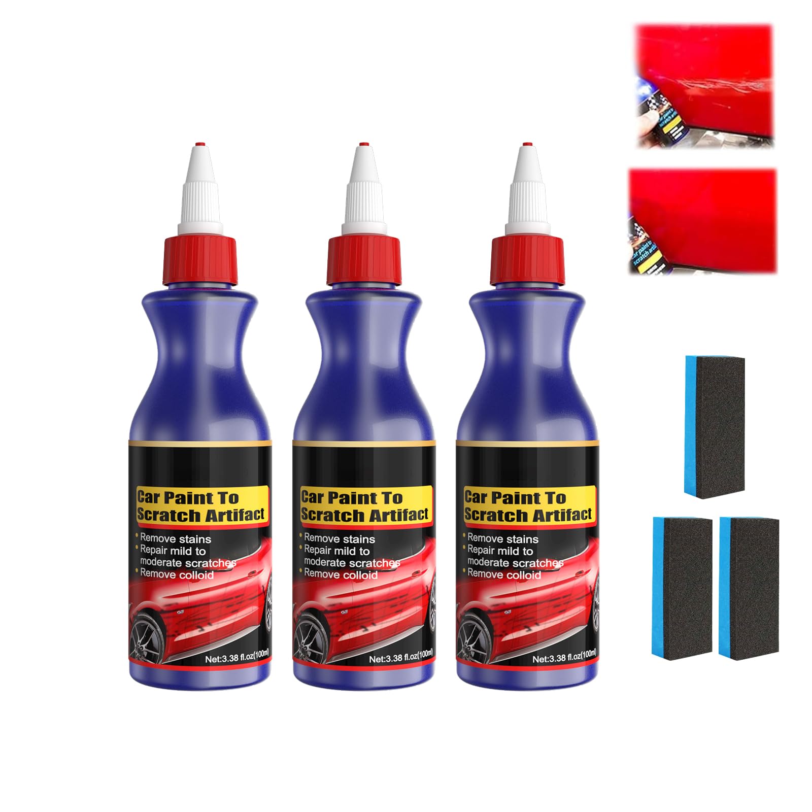 Dodorado Auto-Kratzer-Entferner, Autolack-Kratzer-Entferner, Kratzer- und Wirbel-Entferner, Schleifpaste für Autokratzer, Autokratzer-Reparaturpaste, Autolack zum Zerkratzen von Artefakten (3pcs) von YOENBG