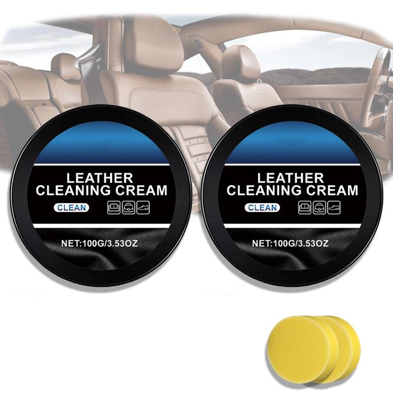 YOENBG Leder -Wartungscreme, Lederpflege Reinigungspaste, Autoslederreiniger und Conditioner, Kfz -Innenraumreinigungscreme, Lederpflege -Kit, Auto Lederreparaturcreme (2pcs) von YOENBG