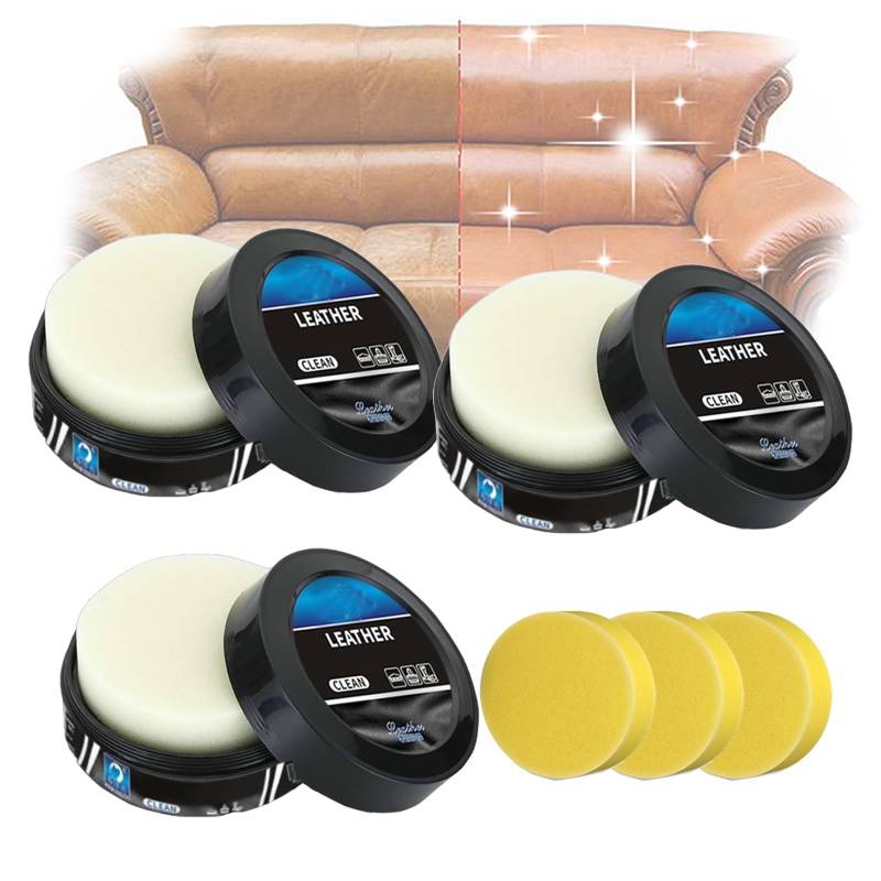 YOENBG Lederreiniger und -pflegemittel, Reinigungs- und Pflegecreme und Reinigungspaste zur Lederpflege, Lederpflegecreme, Lederreparatur- und Feuchtigkeitsset für Autos und Möbel (3 pcs) von YOENBG