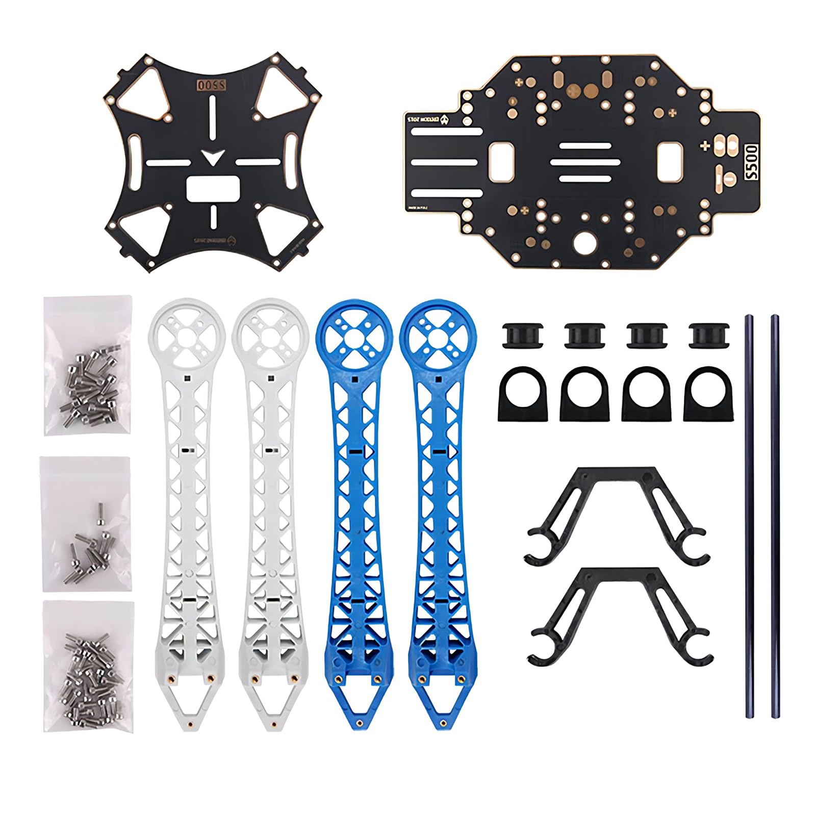 YOGOTEU Flight Rack, S500 SK500 Quadcopter Rahmen Kit Blau Weiß Fahrwerk Vier Flugzeuge Halterung Arm Stützhalterung Rack Set von YOGOTEU