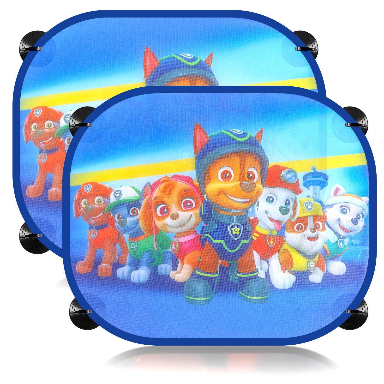 Dog Patrol Sonnenschutz Auto Baby, Seitenvorhänge Dog Patrol Boy, Dog Patrol Sonnenschutz Auto 2 Stück 43x36 cm Saugnapf Sonnenblende Kinder Auto Fenster Sonnenschutz, Boy, Blue von YOILIK