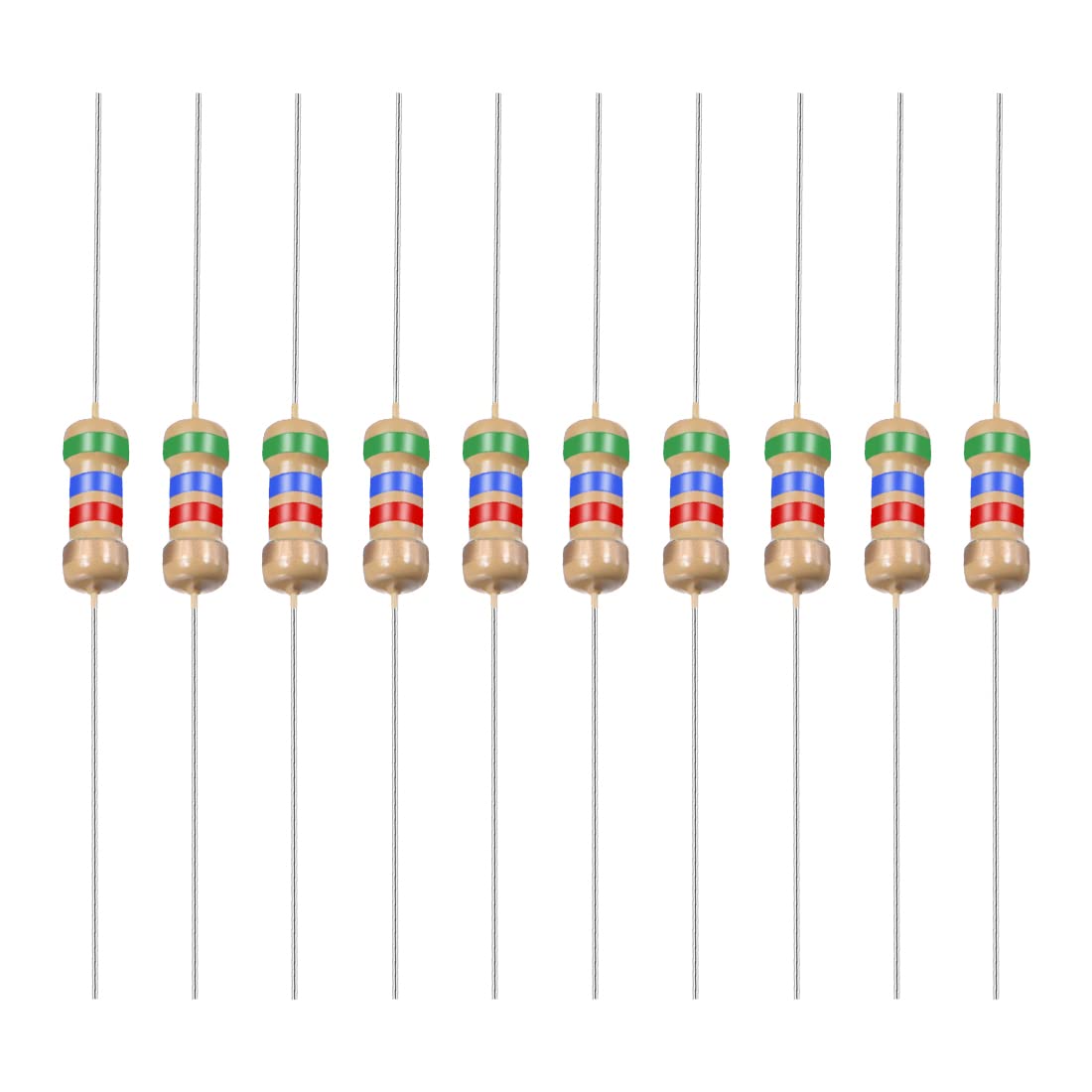 YOKIVE 100Stk Kohlenstoff Folie Widerstände 1/4W 5.6K Ohm 5% Toleranzen Widerstand Gut für DIY Elektronische Projekte (4 Farbe Band 1.77x0.09") von YOKIVE