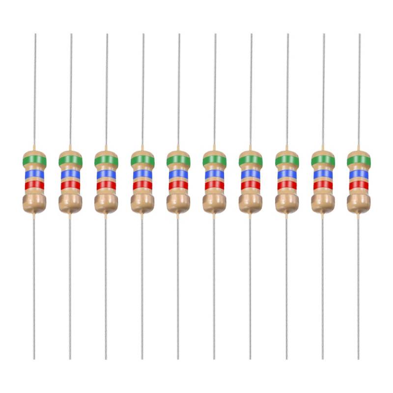 YOKIVE 100Stk Kohlenstoff Folie Widerstände 1/4W 5.6K Ohm 5% Toleranzen Widerstand Gut für DIY Elektronische Projekte (4 Farbe Band 1.77x0.09") von YOKIVE