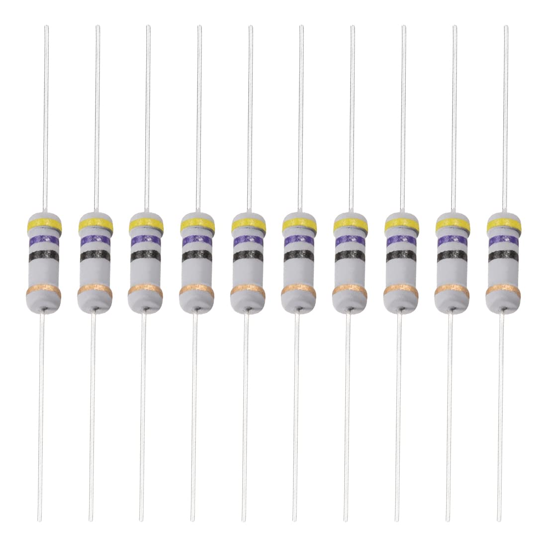 YOKIVE 100Stk Kohlenstoff Folie Widerstände 1W 47 Ohm 5% Toleranzen Widerstand Gut für DIY Elektronische Projekte (4 Farbe Band 0.4x0.14") von YOKIVE