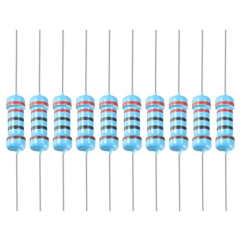 YOKIVE 100Stk Metall Folie Widerstände 220 Ohm Widerstand mit 1/2W 1% Toleranz Leitung Gut für DIY Elektronische Projekte (5 Farbe Bänder 8.5mm±0.5mm) von YOKIVE