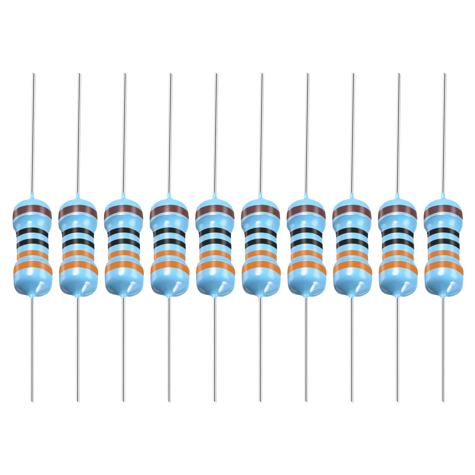 YOKIVE 100Stk Metall Folie Widerstände 330 Ohm Widerstand mit 1/2W 1% Toleranz Leitung Gut für DIY Elektronische Projekte (5 Farbe Bänder 8.5mm±0.5mm) von YOKIVE