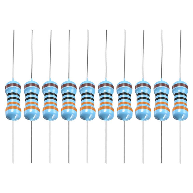 YOKIVE 100Stk Metall Folie Widerstände 330 Ohm Widerstand mit 1/2W 1% Toleranz Leitung Gut für DIY Elektronische Projekte (5 Farbe Bänder 8.5mm±0.5mm) von YOKIVE