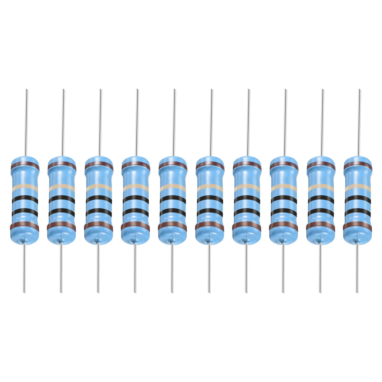 YOKIVE 100Stk Metall Schichtwiderstand 10 Ohm Widerstand mit 3W 1% Toleranz Gut für Basteln Elektronisch Projekte (5 Farbe Bänder 17±1mm) von YOKIVE