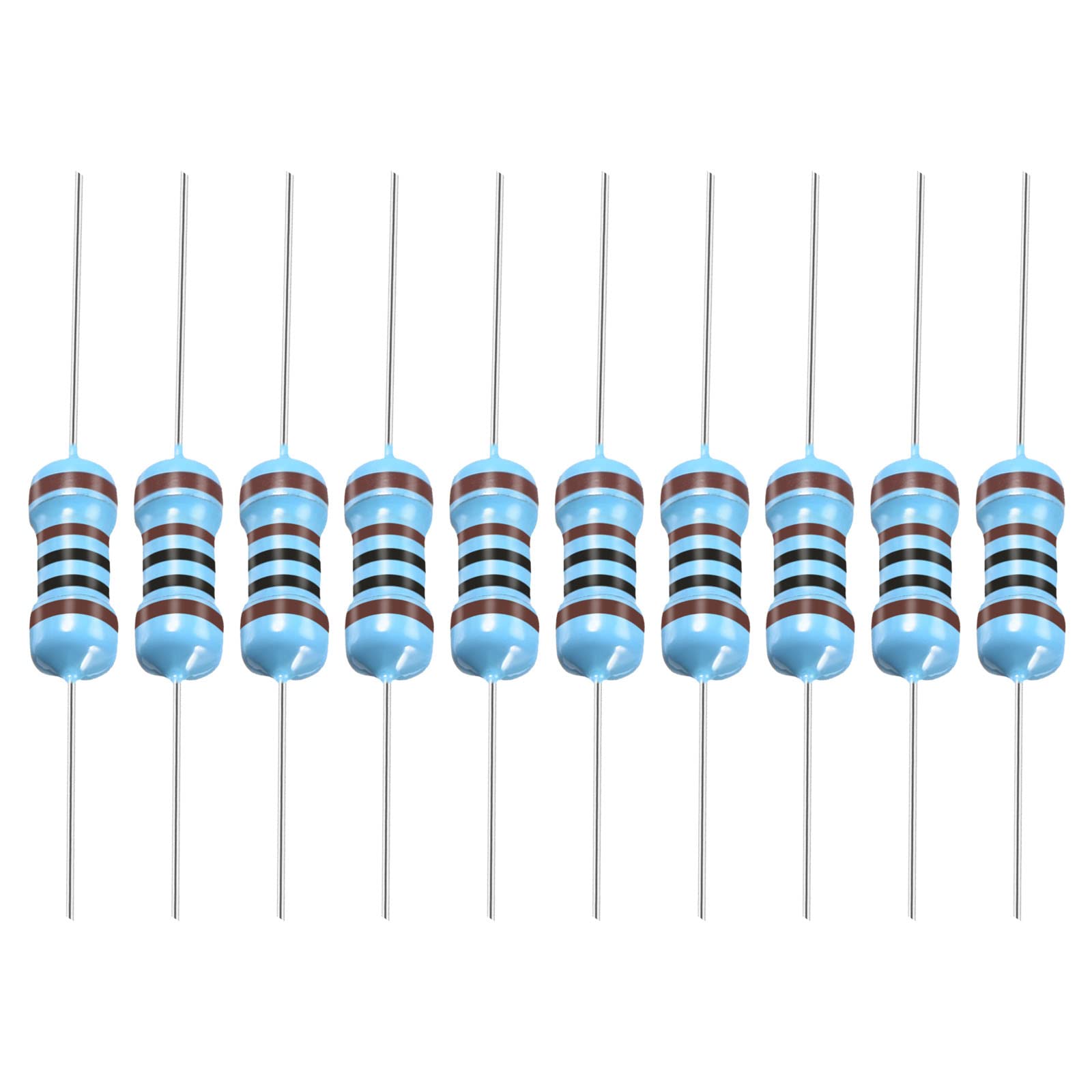 YOKIVE 100Stk Metall Schichtwiderstand 1K Ohm Widerstand mit 1/2W 1% Toleranz Gut für Basteln Elektronisch Projekte (5 Farbe Bänder 8.5mm±1mm) von YOKIVE