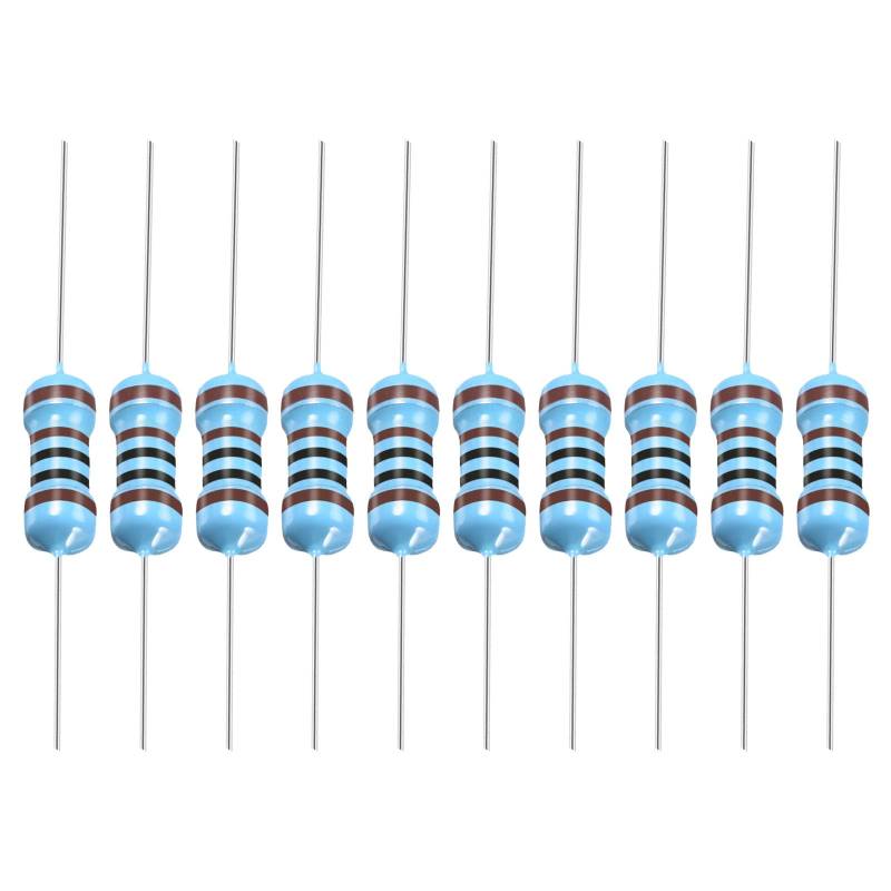 YOKIVE 100Stk Metall Schichtwiderstand 1K Ohm Widerstand mit 1/2W 1% Toleranz Gut für Basteln Elektronisch Projekte (5 Farbe Bänder 8.5mm±1mm) von YOKIVE