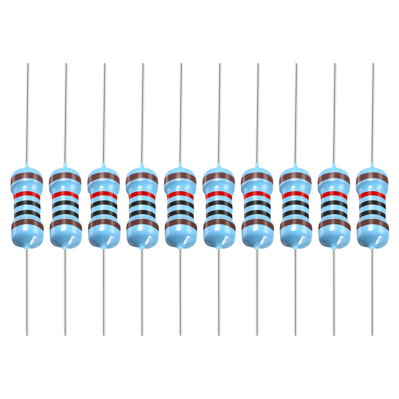 YOKIVE 300Stk Metall Folie Widerstände 10K Ohm Widerstand mit 1/6W 1% Toleranz Leitung Gut für DIY Elektronische Projekte (5 Farbe Bänder 3.2±0.3mm) von YOKIVE