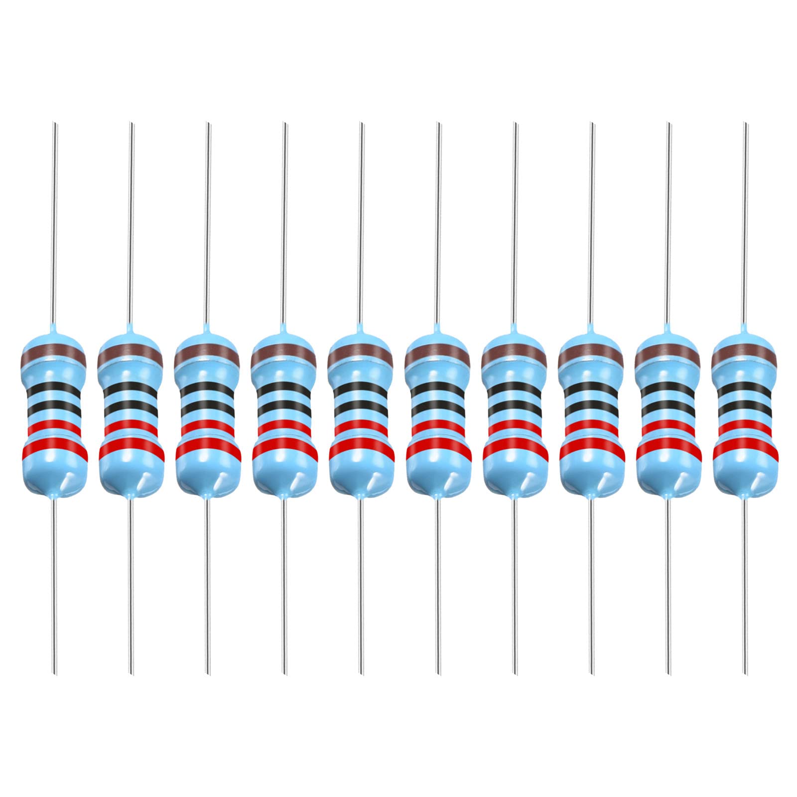 YOKIVE 300Stk Metall Folie Widerstände 220 Ohm Widerstand mit 1/6W 1% Toleranz Leitung Gut für DIY Elektronische Projekte (5 Farbe Bänder 3.2±0.3mm) von YOKIVE