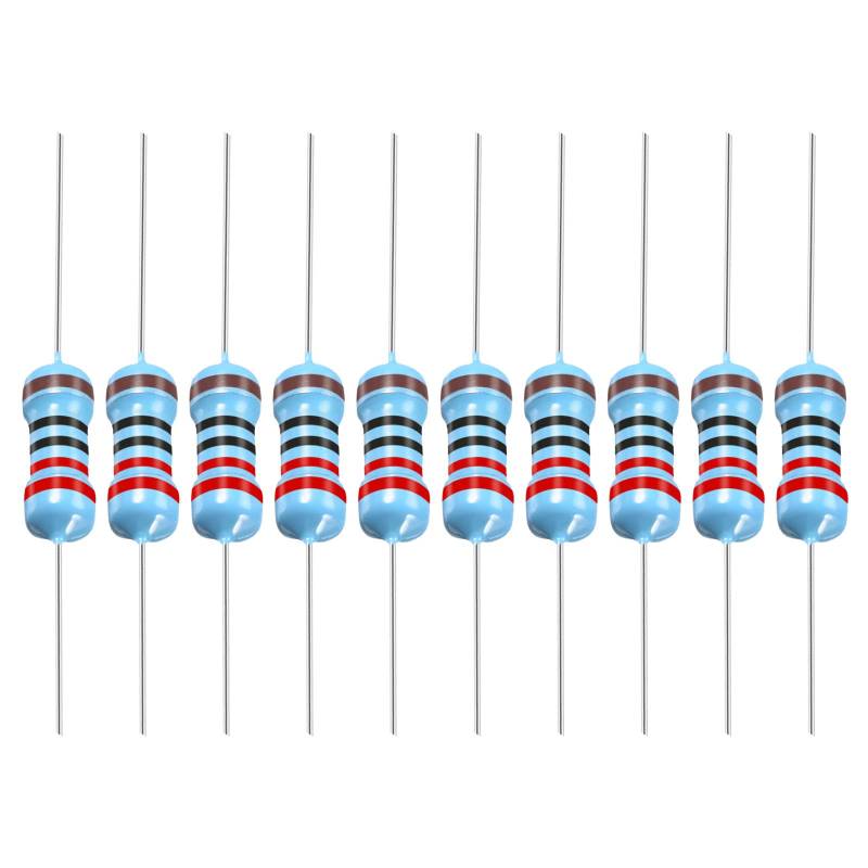 YOKIVE 300Stk Metall Folie Widerstände 220 Ohm Widerstand mit 1/6W 1% Toleranz Leitung Gut für DIY Elektronische Projekte (5 Farbe Bänder 3.2±0.3mm) von YOKIVE