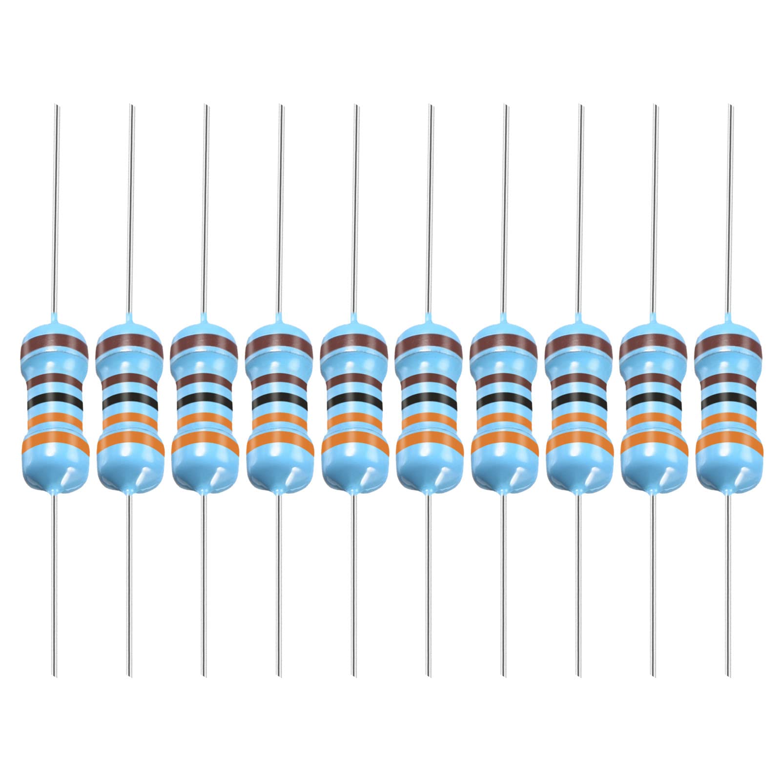 YOKIVE 300Stk Metall Folie Widerstände 3.3K Ohm Widerstand mit 1/4W 1% Toleranz Leitung Gut für DIY Elektronische Projekte (5 Farbe Bänder 5.8±0.5mm) von YOKIVE