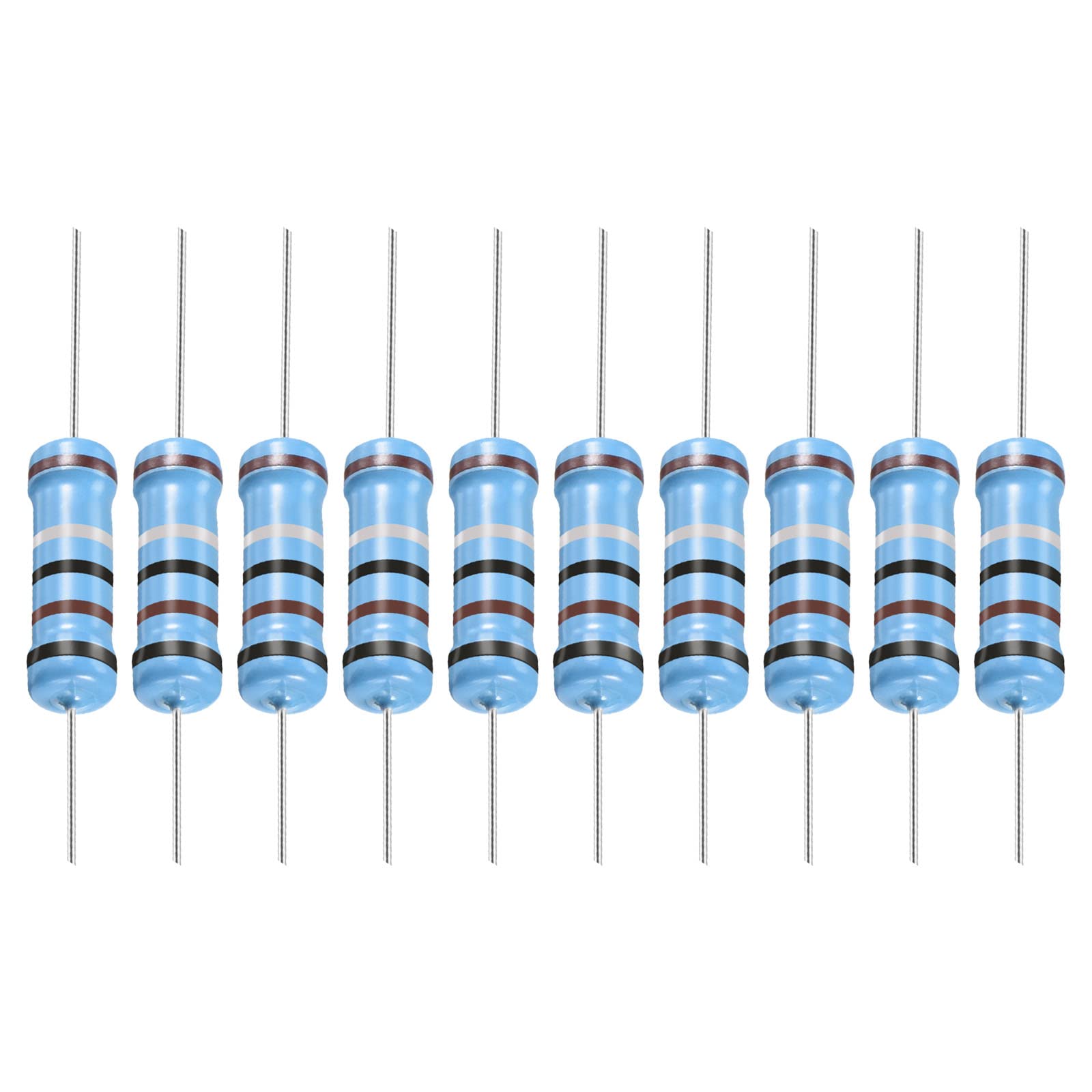 YOKIVE 30Stk Metall Folie Widerstände 0.1 Ohm Widerstand mit 2W 1% Toleranz Leitung Gut für DIY Elektronische Projekte (5 Farbe Bänder 15.5+/-1mm) von YOKIVE