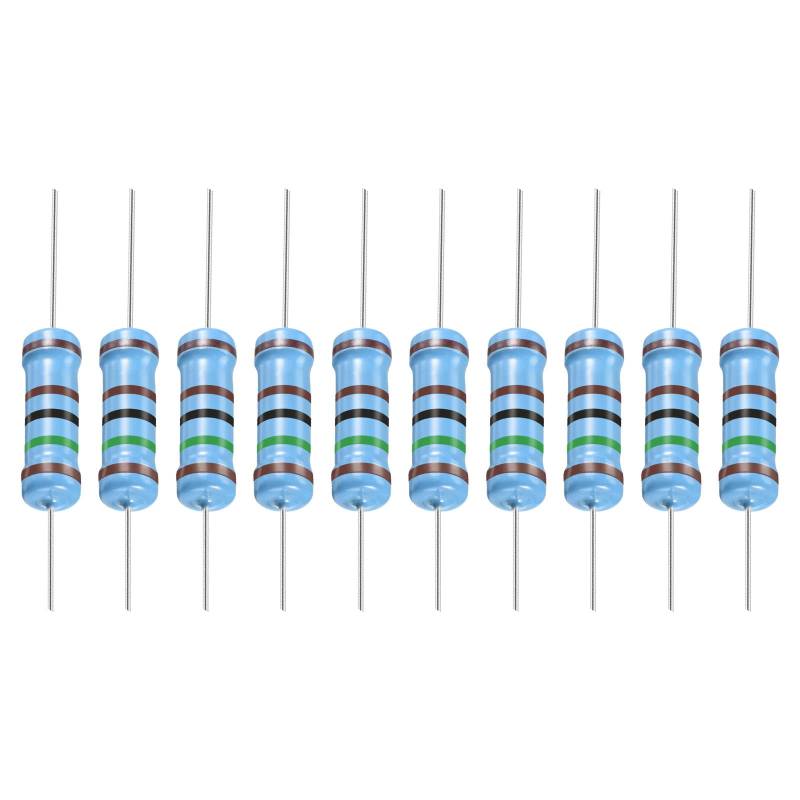 YOKIVE 30Stk Metall Folie Widerstände 1.5K Ohm Widerstand mit 2W 1% Toleranz Leitung Gut für DIY Elektronische Projekte (5 Farbe Bänder 15.5+/-1mm) von YOKIVE