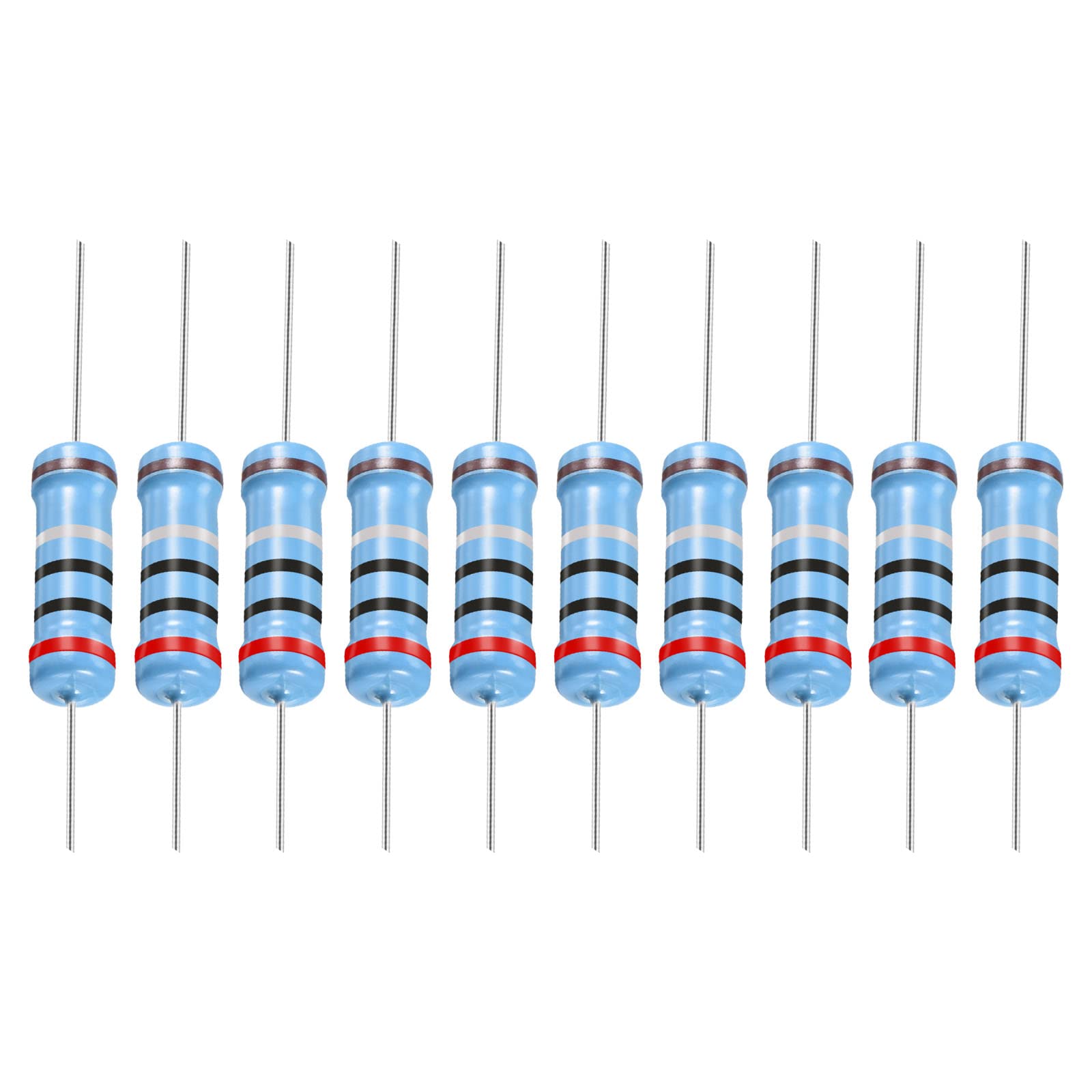 YOKIVE 30Stk Metall Folie Widerstände 2 Ohm Widerstand mit 2W 1% Toleranz Leitung Gut für DIY Elektronische Projekte (5 Farbe Bänder 15.5+/-1mm) von YOKIVE