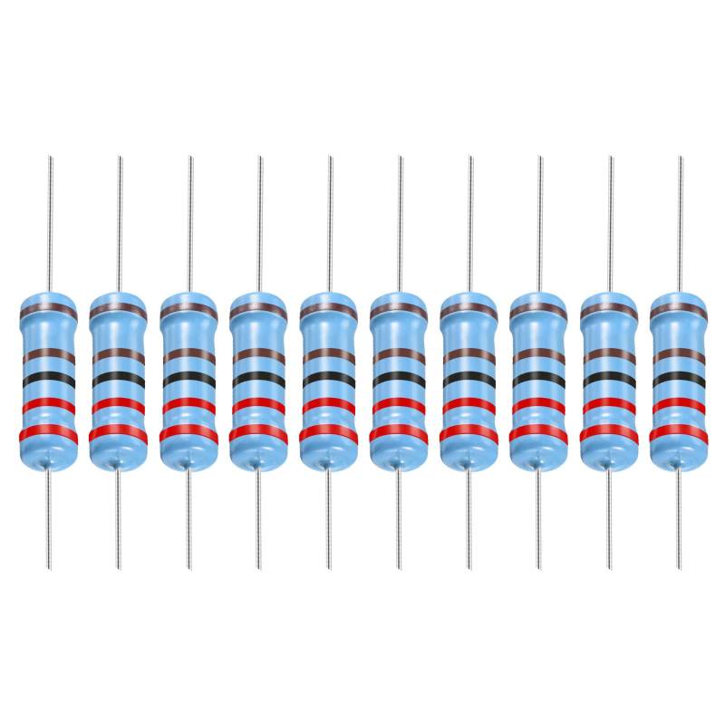 YOKIVE 30Stk Metall Folie Widerstände 2.2K Ohm Widerstand mit 1W 1% Toleranz Leitung Gut für DIY Elektronische Projekte (5 Farbe Bänder 11±2mm) von YOKIVE