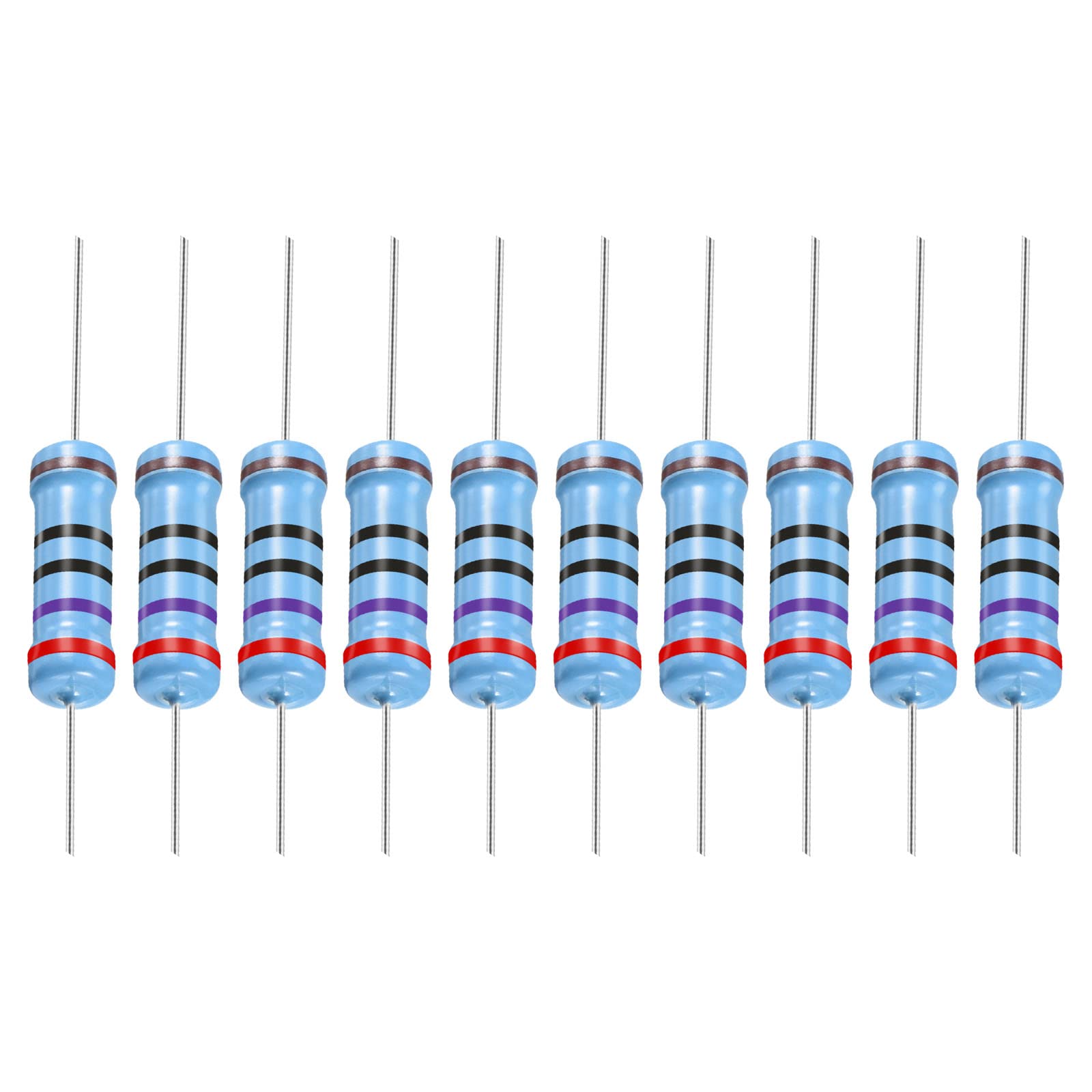 YOKIVE 30Stk Metall Folie Widerstände 270 Ohm Widerstand mit 2W 1% Toleranz Leitung Gut für DIY Elektronische Projekte (5 Farbe Bänder 15.5+/-1mm) von YOKIVE